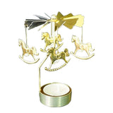 HULIANFU Silver Gold Candlesticks Rotating Romantic Rotation Spinning Carrousel Tea Light Candle Holder Dinner Wedding Bar Party