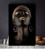 HULIANFU Wall Art Picture for living room Contemplator Black African Woman Oil Painting on Canvas Posters and Prints Scandinavian