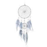 HULIANFU Mini Car Dream Catcher Beaded Natural Feathers Handcraft Chic Hanging Ornaments Mirror Room Bedroom Wall Decor