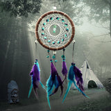 HULIANFU Original silver gray dream catcher 2 ring Indian feather hanging art gifts to bestie friends creative valentine's day gifts