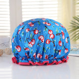 HULIANFU Waterproof Shower Cap Double Layer Elastic Bath Hat Bathing Cap For Women Spa Bathing Accessory Hair Salon Bathroom Product