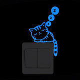 HULIANFU Light Switch Sticker Luminous Wall Stickers Cartoon Glow in the Dark Sticker Decal for Kids Room Decoration Home Decor Cat Fairy