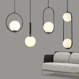 HULIANFU Nordic Glass Ball Pendant Lights Industriel Hanging Lamp luxury Gold Silver Brass art Kitchen hotel hoop decor Pendant Lamp