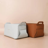 HULIANFU Nordic Ins Shoe Cabinet Porch Key Cosmetic Desktop Large Storage Box Basket PVC Leather Ornaments Snacks Home Creativity 2003