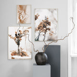 HULIANFU Wall Art Canvas Painting Beige Reed Dried Flower Plants Nordic Posters And Prints Landscape Wall Pictures For Living Room Decor