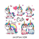 HULIANFU Iron on Cute Animal Patches Set for Clothing DIY T-shirt Applique Vinyl Unicorn Heat Transfer Clothes Stickers Thermal Press T