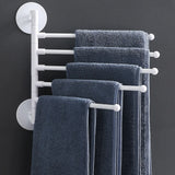 HULIANFU Multi-bar Wall Mounted Rotating Towel Rack Punch-free 180 Degree Bathroom Bath Towel Hanger Holder Stand Tools Accessories