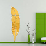 HULIANFU 2023 DIY Feather Plume 3D Mirror Wall Sticker for Living Room Art Home Decor Vinyl Decal Acrylic Sticker Mural Wall Decor Wallpaper