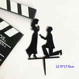 HULIANFU Wedding Cake Topper Acrylic Bride to be Cake Decorations Mariage Anniversary Birthday Party Baking Dessert Cake Top Flag Cupcake