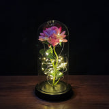 HULIANFU Valentines Day Gift for Girlfriend Eternal Rose LED Light Foil Flower In Glass Cover Mothers Day Wedding favors Bridesmaid Gift