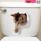 HULIANFU Toilet Stickers 3D Cat Vivid Wall Sticker  Fashion Lovely Animal Pvc Waterproof Decal For Bathroom Toilet Kicthen Decorative