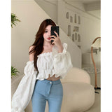Hulianfu Floral Fashion Women Blouse Sexy Low Cut Blouse Tall Tops High Quality Jacquard Beautiful Tee Shirt Long sleeve Youth Clothing