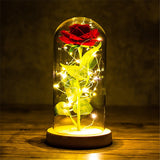 HULIANFU Valentines Day Gift for Girlfriend Eternal Rose LED Light Foil Flower In Glass Cover Mothers Day Wedding favors Bridesmaid Gift