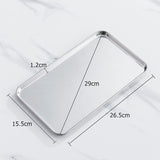 HULIANFU Stainless Steel Food Storage Trays Rectangle Steamed Sausage Fruit Pans Water Bread Kitchen Baking Shallow Dish Serving Plate