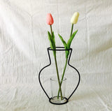 HULIANFU Nordic Flower Ornaments Home Party Decoration Vase Abstract Black Lines Minimalist Abstract Iron Vase Dried Flower Vase Racks