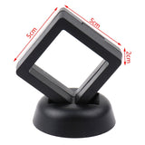 HULIANFU Square 3D Floating Jewelry Coin Display Frame Holder Box Case Stand Home Decorations  Jewelry Display Stand Ring Pendant Holder