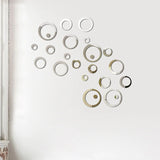 HULIANFU New 24pcs Creative Wall Stickers Mirror Stickers Decal Round Shape For Bedroom Background Modern Fashion Home Decoration
