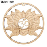 HULIANFU Log Color Chakra Pattern Round Edge Circles Carved Wooden Stand Coaster Flower of life Reload Stone Kitchen Hot Pad Mat Decor
