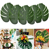 HULIANFU Tropical Palm Leaves Summer Monstera Artificial Silk Turtle Leaves For Home Hawaiian Luau Beach Wedding Party Decor Fake Plants