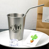 HULIANFU NorthernEurope Ins Industry Style 304 Stainless Steel Spray Paint Beer Cup Cold Water Drinks Cup Household Office Use Gargle Cup