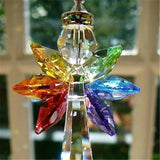 HULIANFU Modern Rainbow Crystal Angel Chakra Suncatcher Charm Window Door Wind Chimes Living Room Hanging Decorations Car Pendant
