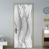 HULIANFU 2023 Modern PVC Door Sticker Self Adhesive Vinyl Silver Water Wave Pattern Waterproof Wall Sticker Home Decor Wallpaper