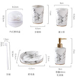 HULIANFU Wedding Set Marble Texture Ceramic Bathroom Accessories Set  Bathroom Kit Toothbrush Holder Soap Dispenser Bathroom Tray So