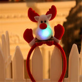 HULIANFU 2023 Christmas Headband with Flashlight Christmas Decorations Gifts Hair Clips Antler Headbands New Year Decoration Santa Headband