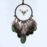 HULIANFU Original silver gray dream catcher 2 ring Indian feather hanging art gifts to bestie friends creative valentine's day gifts