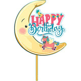 HULIANFU New Cartoon Happy Birthday Acrylic Cake Topper Cute Boy Witch Cake Topper For Kids Birthday Party Cake Decorations Baby Shower