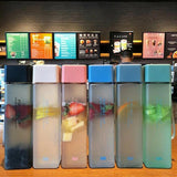 HULIANFU Square Frosted Water Cup Portable Leakproof With Rope Sports Cup Square Cup Bottles  Sports Cup with Portable Milk RopeWater Cup