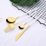 HULIANFU Pink Gold Cutlery Set Stainless Steel Dinnerware Set 24Pcs Knives Forks Coffee Spoons Flatware Set Kitchen Dinner Tableware Set