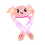 HULIANFU Lovely Luminous/no light Plush Rabbit Hat Funny Play Toy Up Down Moving Bunny Ears Toy Hat Girlfriend Children Gifts
