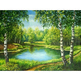HULIANFU Villa Scenery DIY 5D Diamond Painting Full Round Resin Mosaic Landscape Diamond Embroidery Picture Rhinestone Home Decor Gift