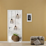 HULIANFU Self-adhesive modern lighting art door sticker home decoration door cover wall sticker mural porch wallpaper poster