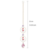 HULIANFU Metallic Hoop Moon Suncatcher Ornament Wind Chimes Crystal Prisms Hanging Rainbow Chaser Window Curtains Pendant Home Decor Gift