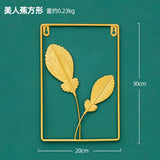 HULIANFU 2023 Nordic Metal Leaf Plant Wall Decor Wrought Iron Wall Hanging Non-perforated Wall Mural Living Room Bedroom Home Decoration Hot