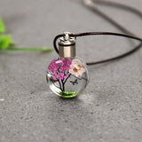 HULIANFU New Luminous Dried Flower Butterfly Glass Ball Car Pendant Car Craft Decoration Pendant Car Interior Decor Car Accessories
