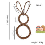 HULIANFU New Easter Bunny Wreath Decoration DIY Folded Rattan Wreath Base Easter Decorations For Home Handmade Rabbit Farmhouse Decor