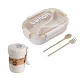 HULIANFU TUUTH Microwave Lunch Box Wheat Straw Bento Box 750ML BPA Free Food Storage Container with Soup Cup
