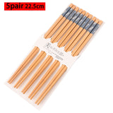 HULIANFU Reusable 5 Pair Set Handmade Bamboo Japanese Style Natural Wood Chopsticks Sushi Food Cat Flower Multi Color Wooden Chop Sticks