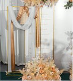 HULIANFU Wedding Arch Square Backdrop balloon Stand Background Shiny Metal Gold Plating Outdoor Artificial Flower Door Shelf Frame