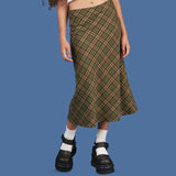 Hulianfu Women's Harajuku E-Girl 90S High Waist Tie-dye Midi Skirt,A-Line Bodycon Long Pencil Y2K Green Printed Vintage Skirt