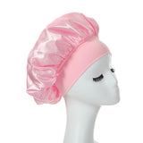 HULIANFU Women Night Sleep Hair Caps Silky Bonnet Satin Double Layer Adjust Head Cover Hat For Curly Springy Hair Styling Accessories