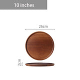 HULIANFU Japanese-style household acacia wood, rectangular and round trays, cup holders, cups, tea cups, snack trays, pizza trays