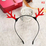 HULIANFU 2023 Christmas Headband Reindeer Antlers Horn Flower Hair Band Clasp Headwear for Kids Adult New Year Navidad Party Halloween Cosplay