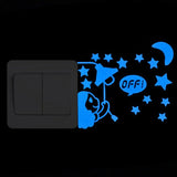 HULIANFU Light Switch Sticker Luminous Wall Stickers Cartoon Glow in the Dark Sticker Decal for Kids Room Decoration Home Decor Cat Fairy