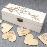HULIANFU Personalized Guest Book,Rustic Wedding Keepsake Box Alternative,Engraved Wooden Wedding Guest Book Drop Box Hearts