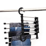 HULIANFU Stainless Steel Hangers Storage Tie Clips Multi-function 5 Layers Clothes Pants Rack Jeans Drying Rack Double Hooks Save Space