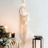 HULIANFU Macrame Dream Catcher Boho Home Decor Moon Ramadan Decoration Macrame Wall Hanging Baby Nordic Room Decoration Kids Nursery